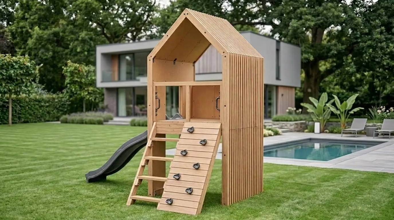 Visualisierung: der Design-Spielturm von Loftino im Garten